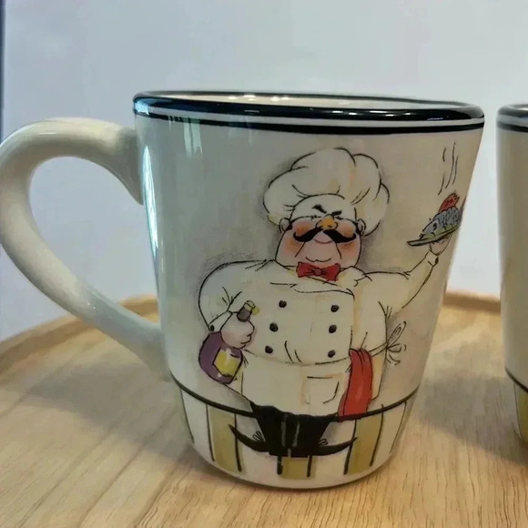 2 Tabletops Gallery le chef handcrafted mugs double sided matching 14oz 4 1/2” - Picture 3 of 8